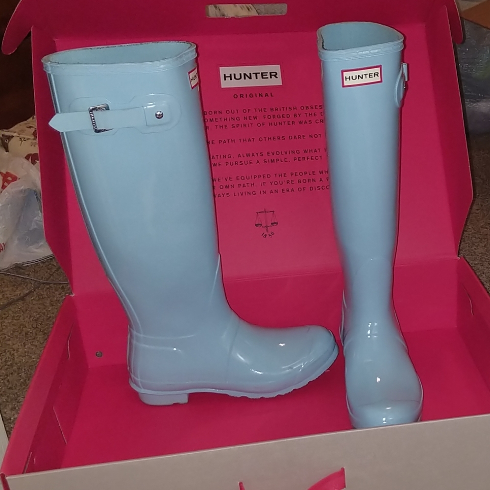 Hunter Original Tall Gloss Rain Boots Pale Mint
